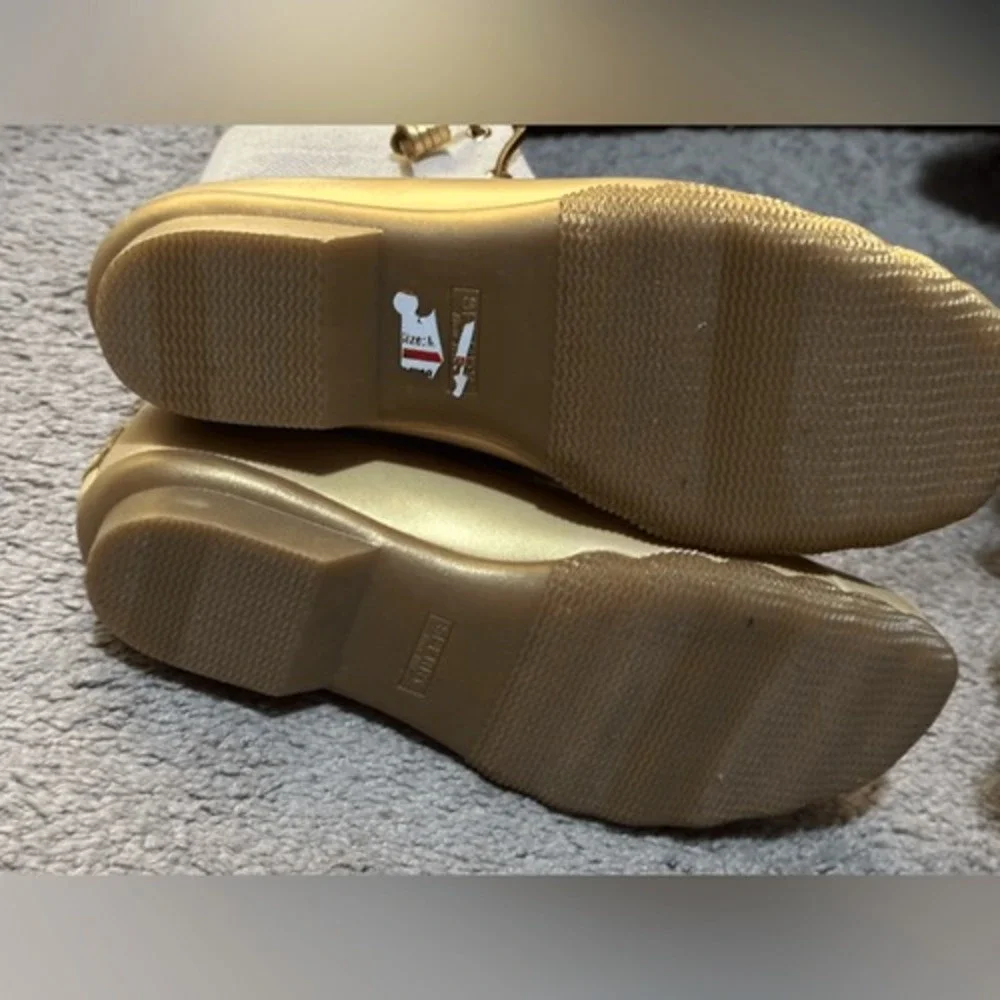 Sperry Saltwater Duck Boots Metallic Gold Oatmeal Waterproof Rain Boots Womens 8